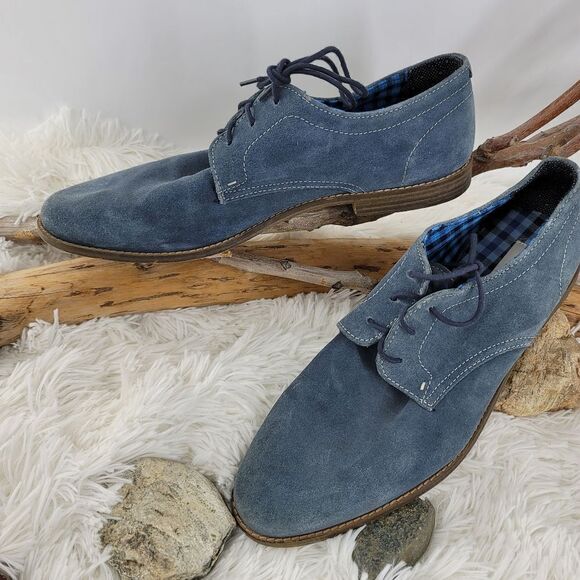 Ben Sherman blue suede Oxford shoes - Picture 1 of 11